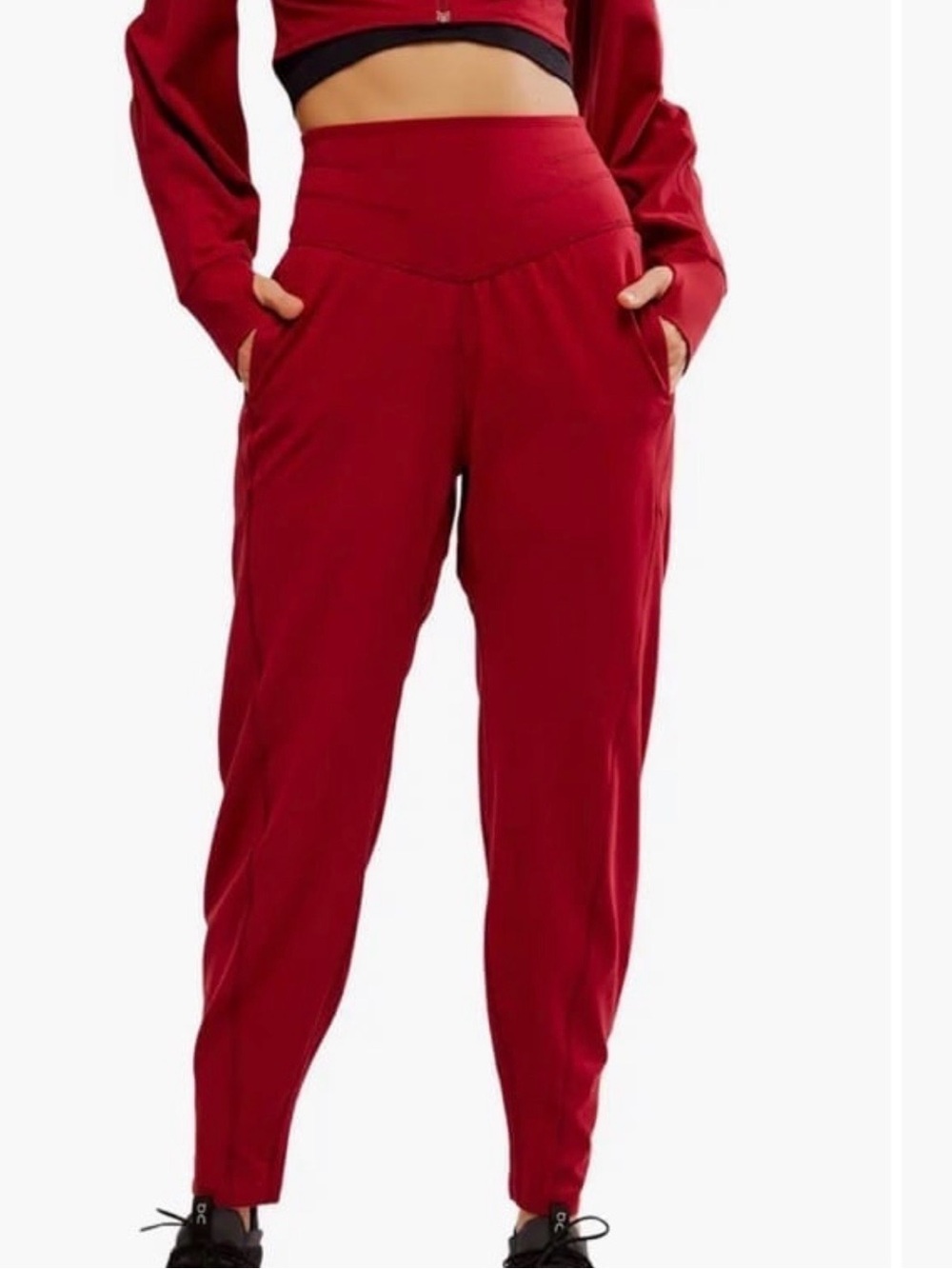 Free People FP Movement Never Better Jogger Pants XS Red High Waist Athleisure